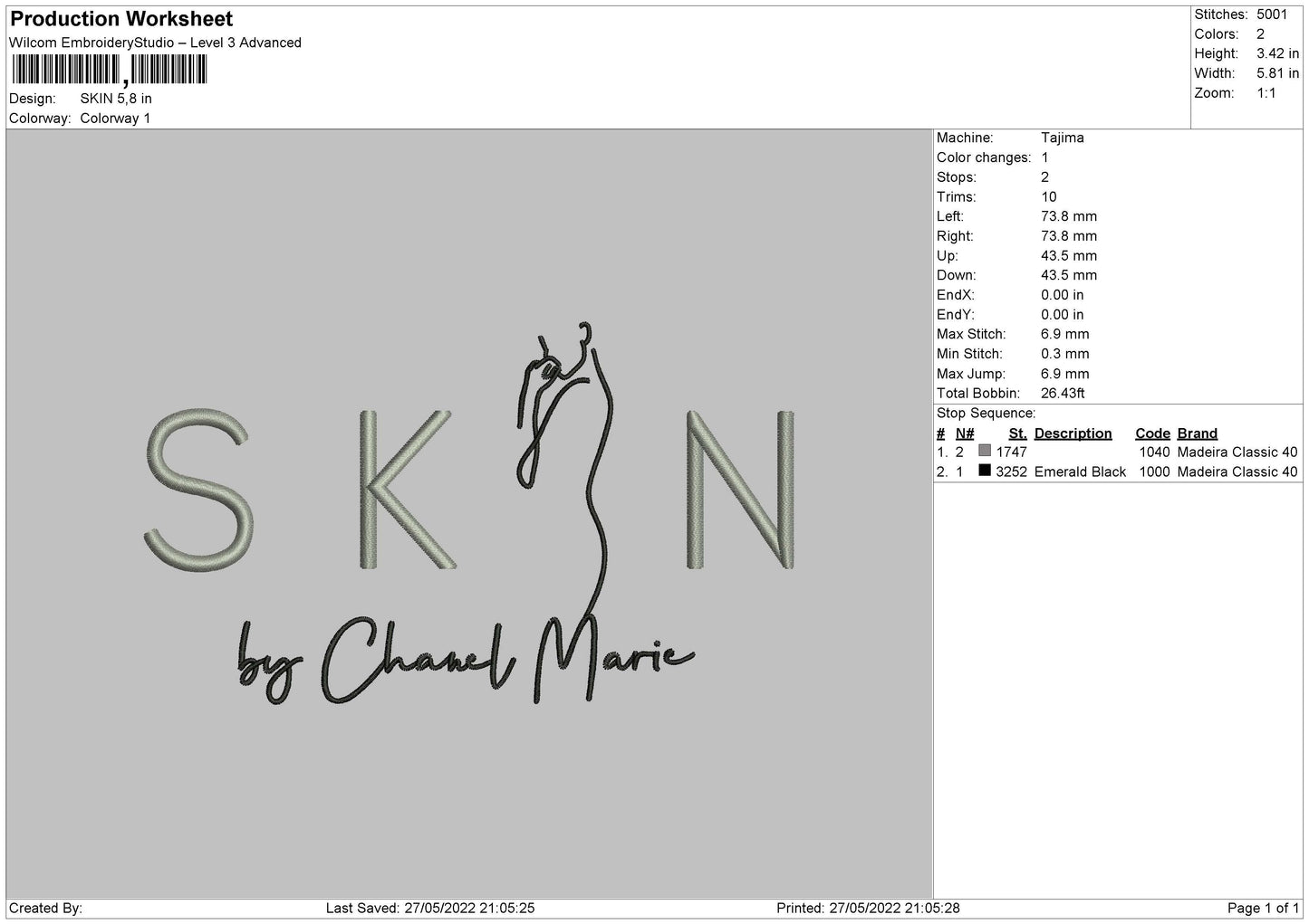 Skin Embroidery File 4 size