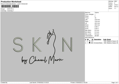 Skin Embroidery File 4 size