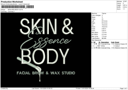 Skinbody Embroidery File 6 sizes