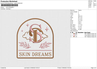 Skin Dreams Embroidery File 4 size