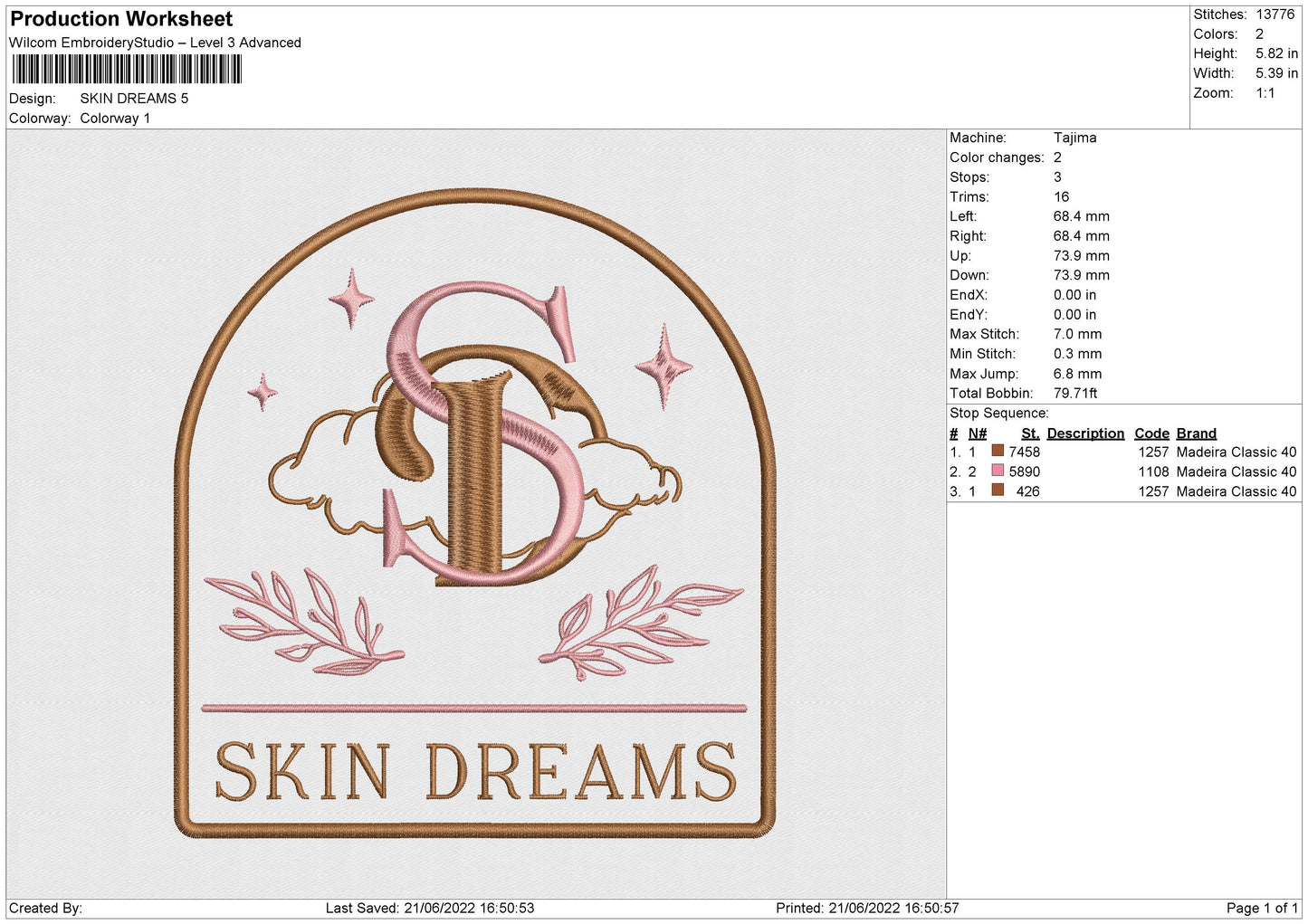Skin Dreams Embroidery File 4 size