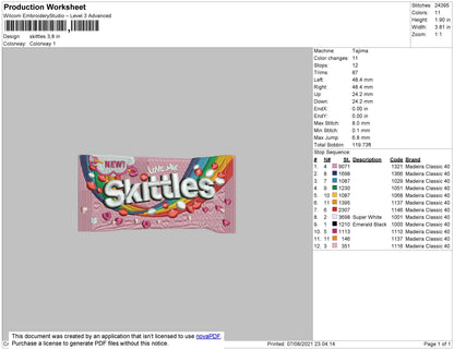 Skittles Embroidery File 4 size