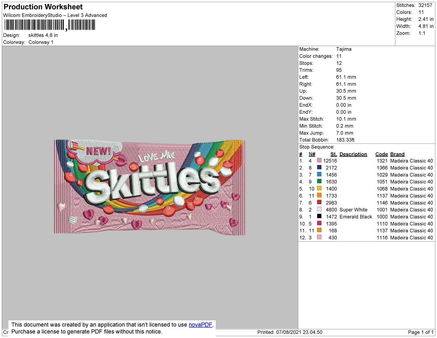 Skittles Embroidery File 4 size