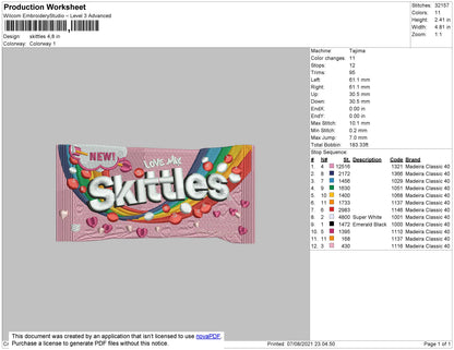 Skittles Embroidery File 4 size