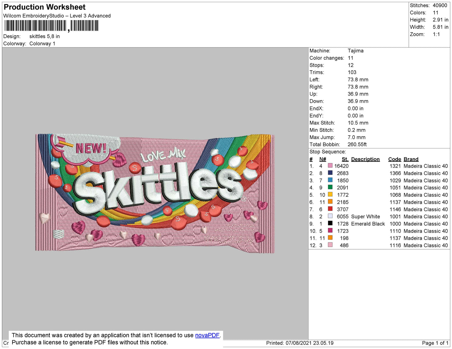 Skittles Embroidery File 4 size