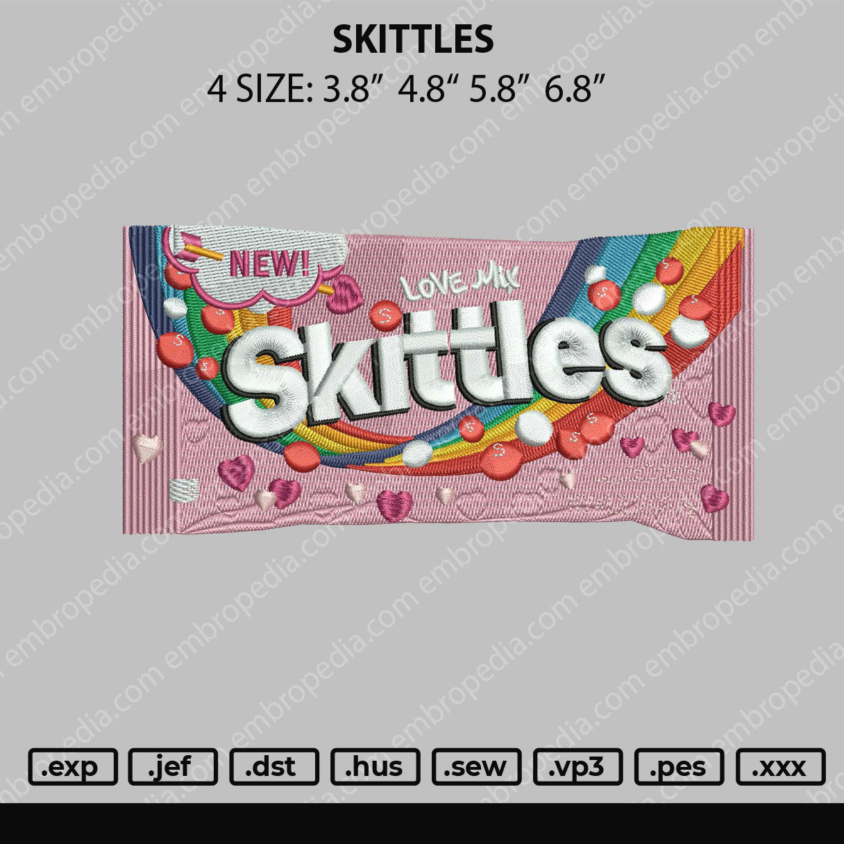 Skittles Embroidery File 4 size