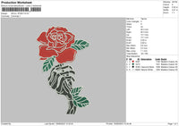 Skull Rose Embroidery File 6 sizes