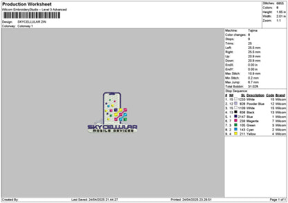 Skycellulartext Embroidery File 6 sizes