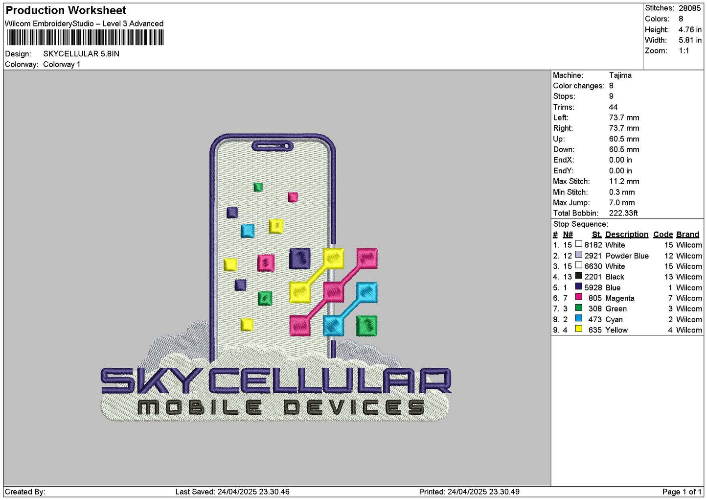Skycellulartext Embroidery File 6 sizes