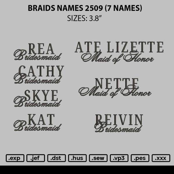 Braids Names 2509 Embroidery 7 Names