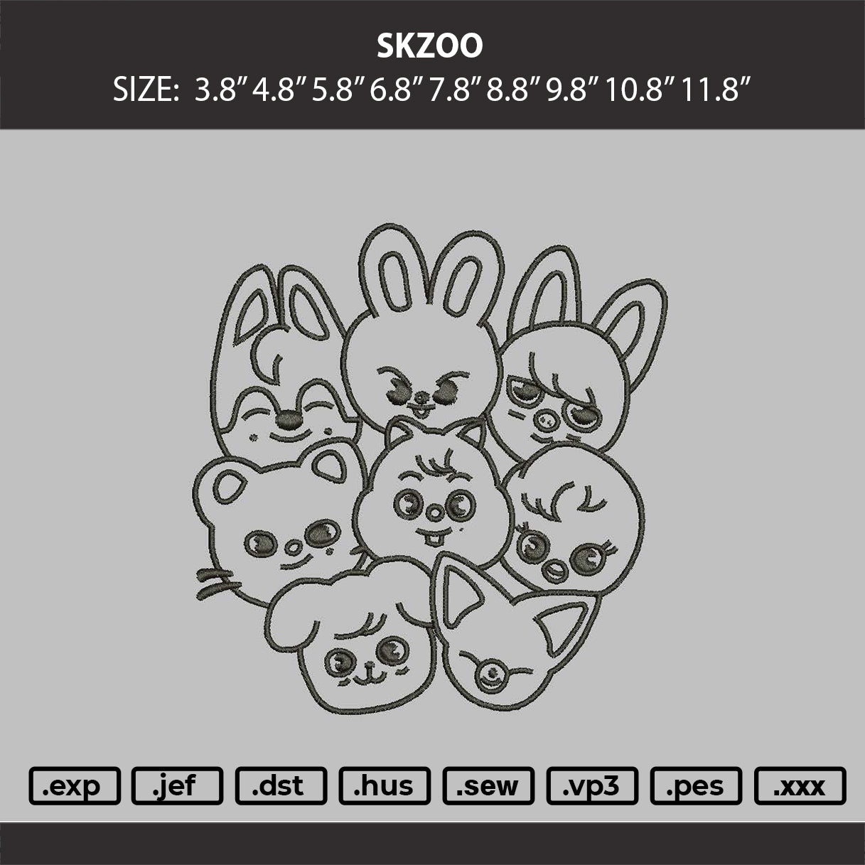 SKZOO Embroidery Machine Design File