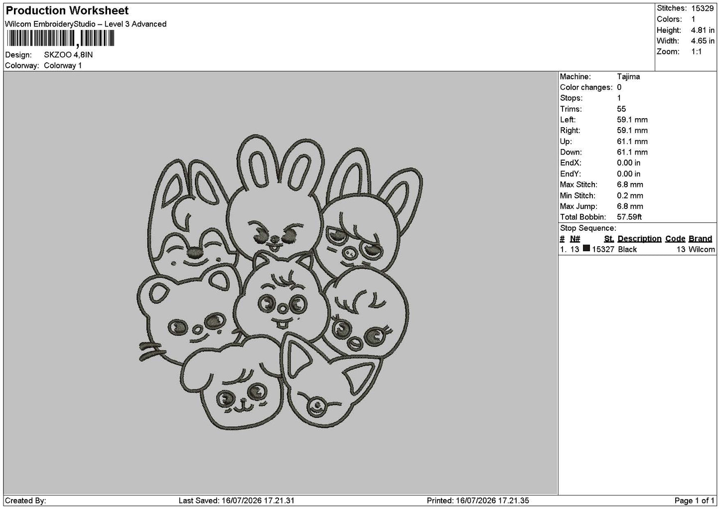 SKZOO Embroidery Machine Design File