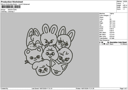 SKZOO Embroidery Machine Design File