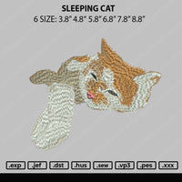 Sleeping Cat Embroidery File 6 sizes