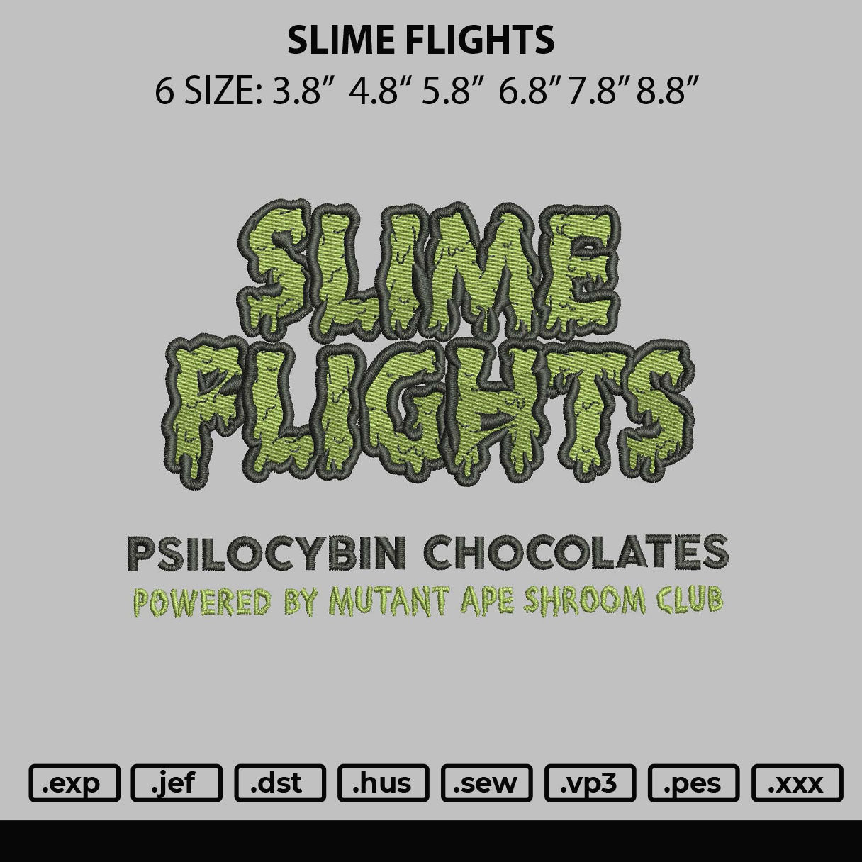 Slime Flights Embroidery File 6 sizes