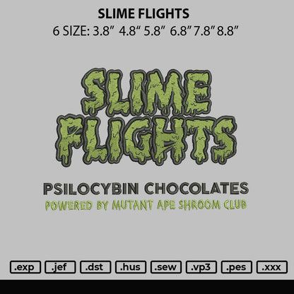 Slime Flights Embroidery File 6 sizes