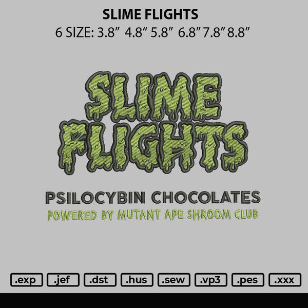 Slime Flights Embroidery File 6 sizes