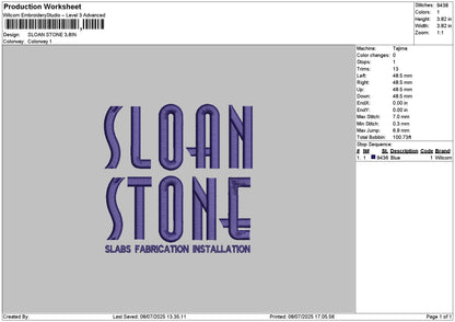 Sloantext Embroidery File 6 sizes