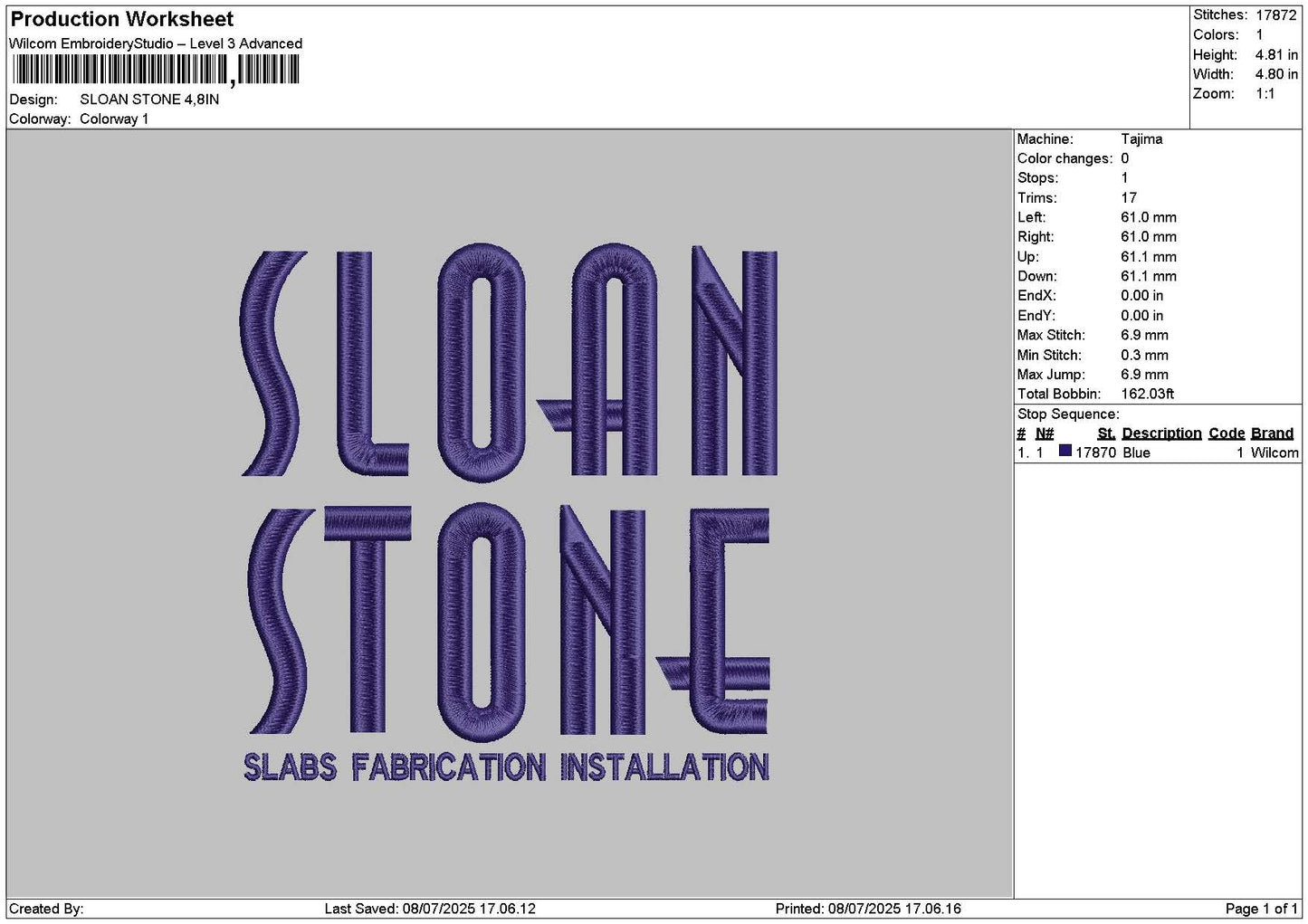 Sloantext Embroidery File 6 sizes