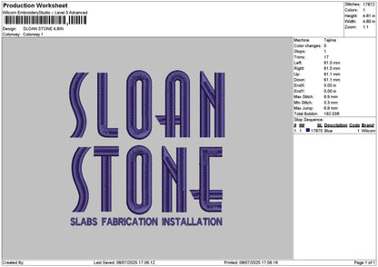 Sloantext Embroidery File 6 sizes