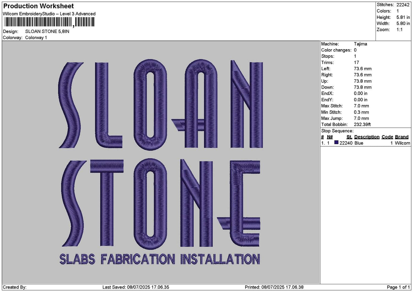 Sloantext Embroidery File 6 sizes