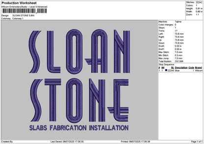 Sloantext Embroidery File 6 sizes