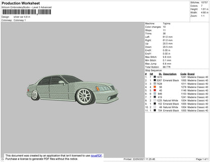 Silver Car Embroidery File 4 size
