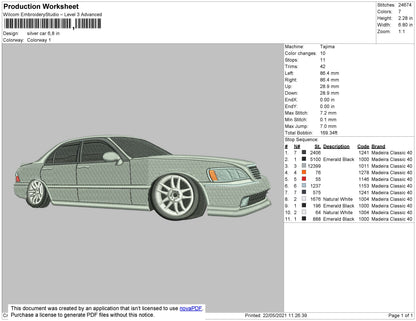 Silver Car Embroidery File 4 size