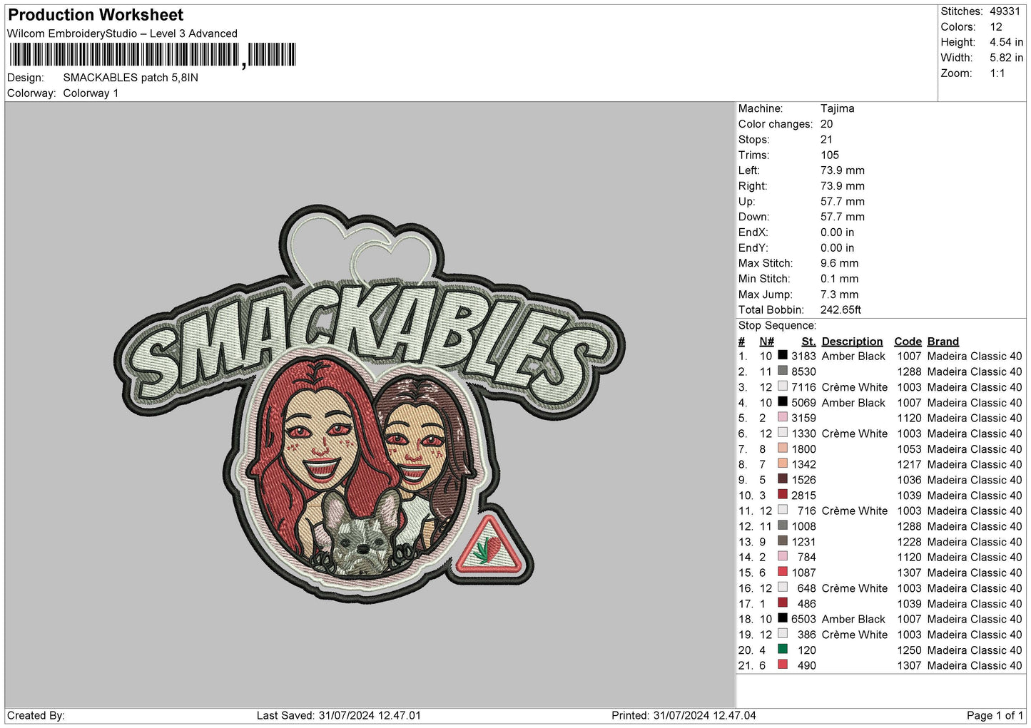 Smack Patch Embroidery File 6 sizes