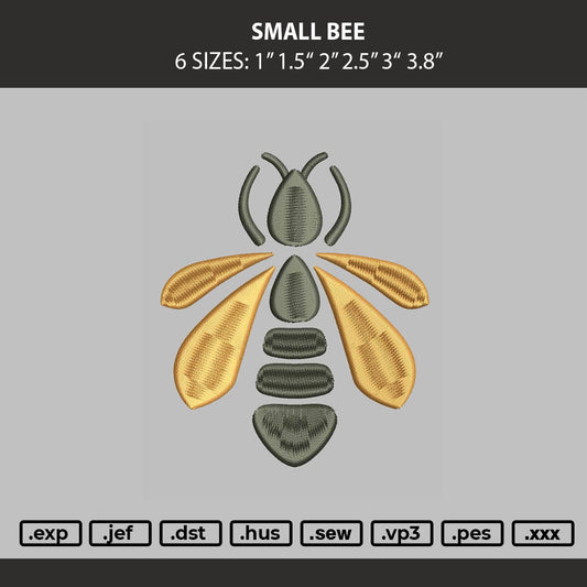 Small Bee Embroidery Machine Design File 6 sizes