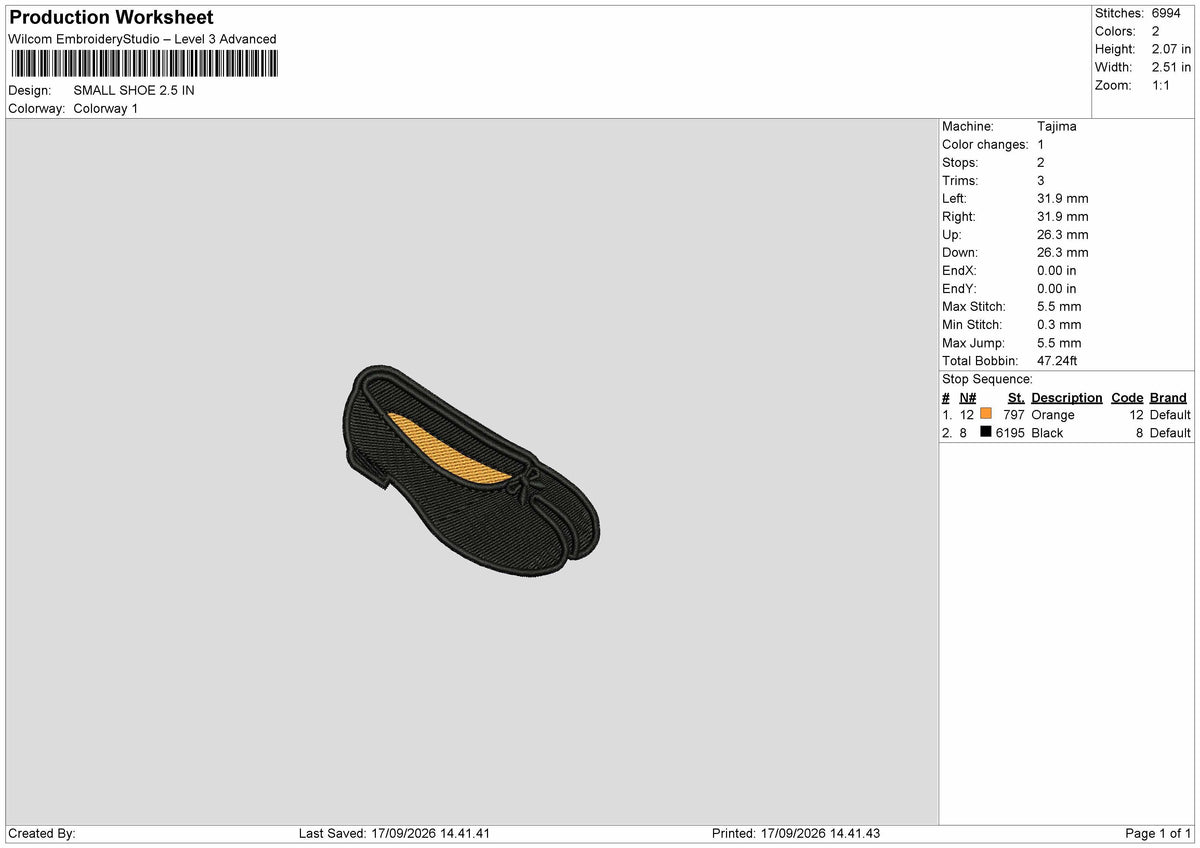 Small Shoe Embroidery Machine Design File 6 sizes