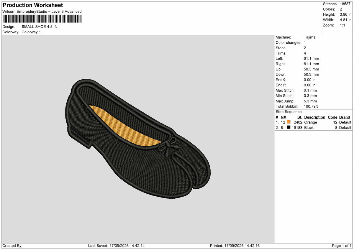 Small Shoe Embroidery Machine Design File 6 sizes
