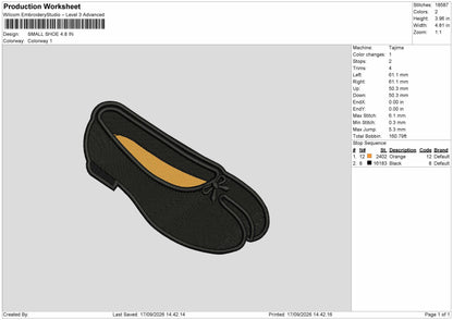 Small Shoe Embroidery Machine Design File 6 sizes