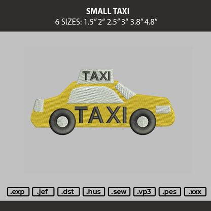 Small Taxi Embroidery Machine Design File 6 sizes