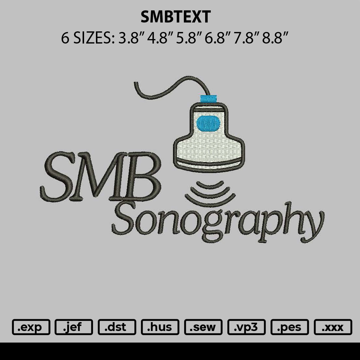 Smbtext Embroidery File 6 sizes