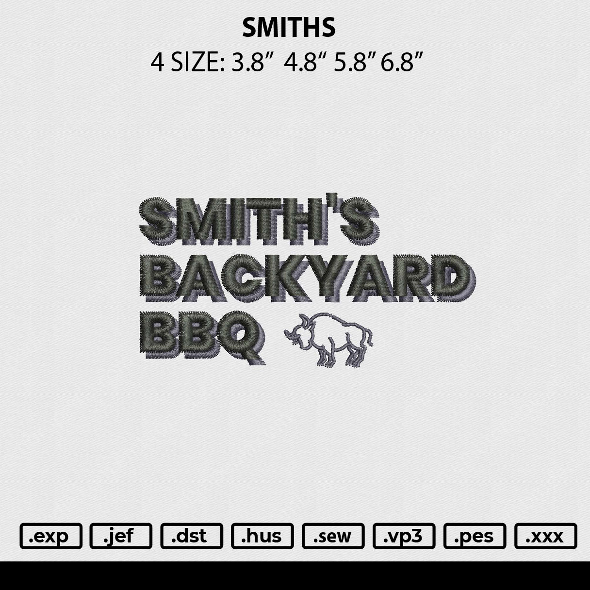 Smiths Embroidery File 4 sizes