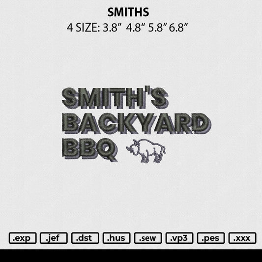Smiths Embroidery File 4 sizes