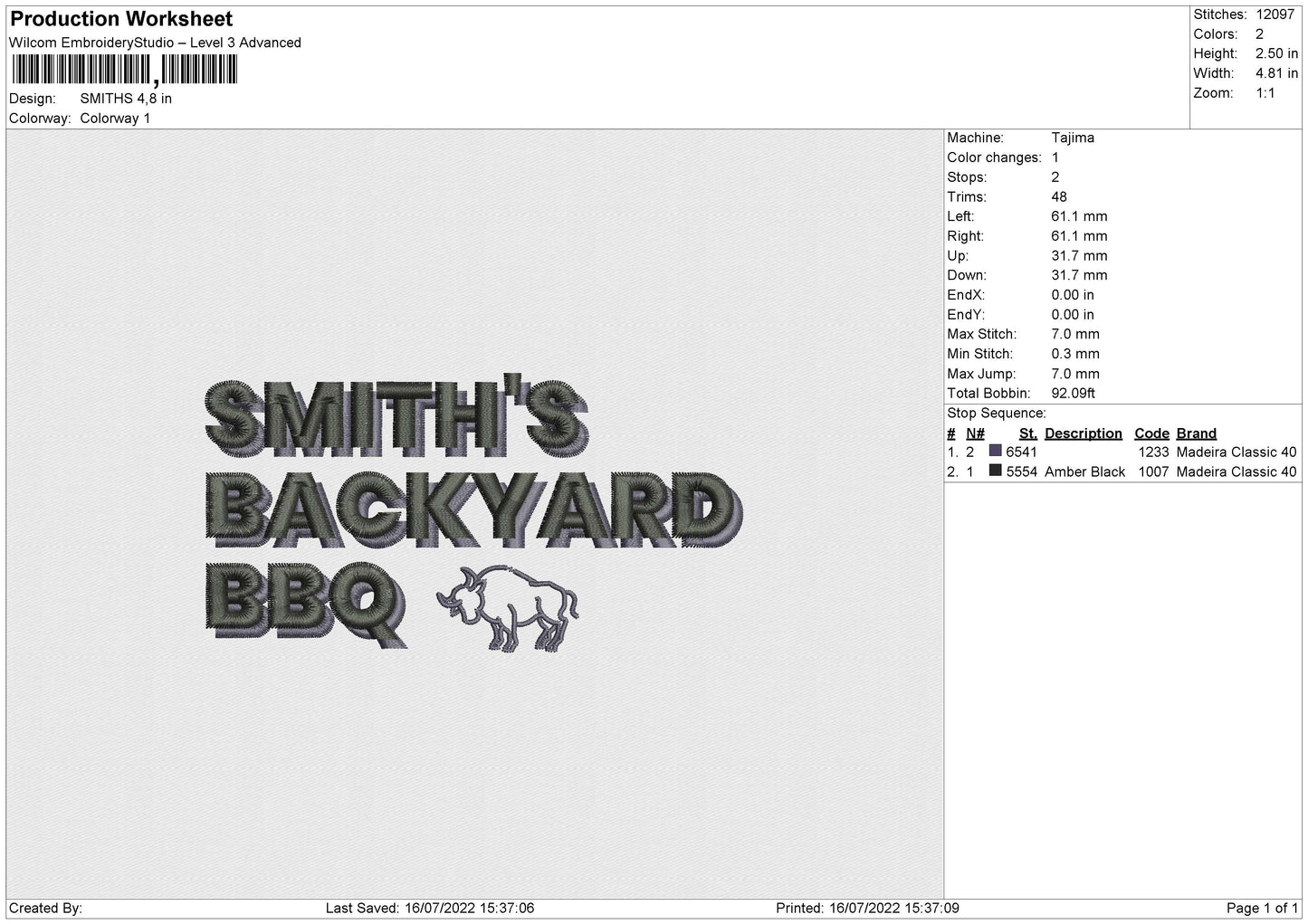 Smiths Embroidery File 4 sizes