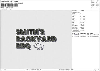 Smiths Embroidery File 4 sizes