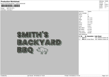 Smiths Embroidery File 6 sizes