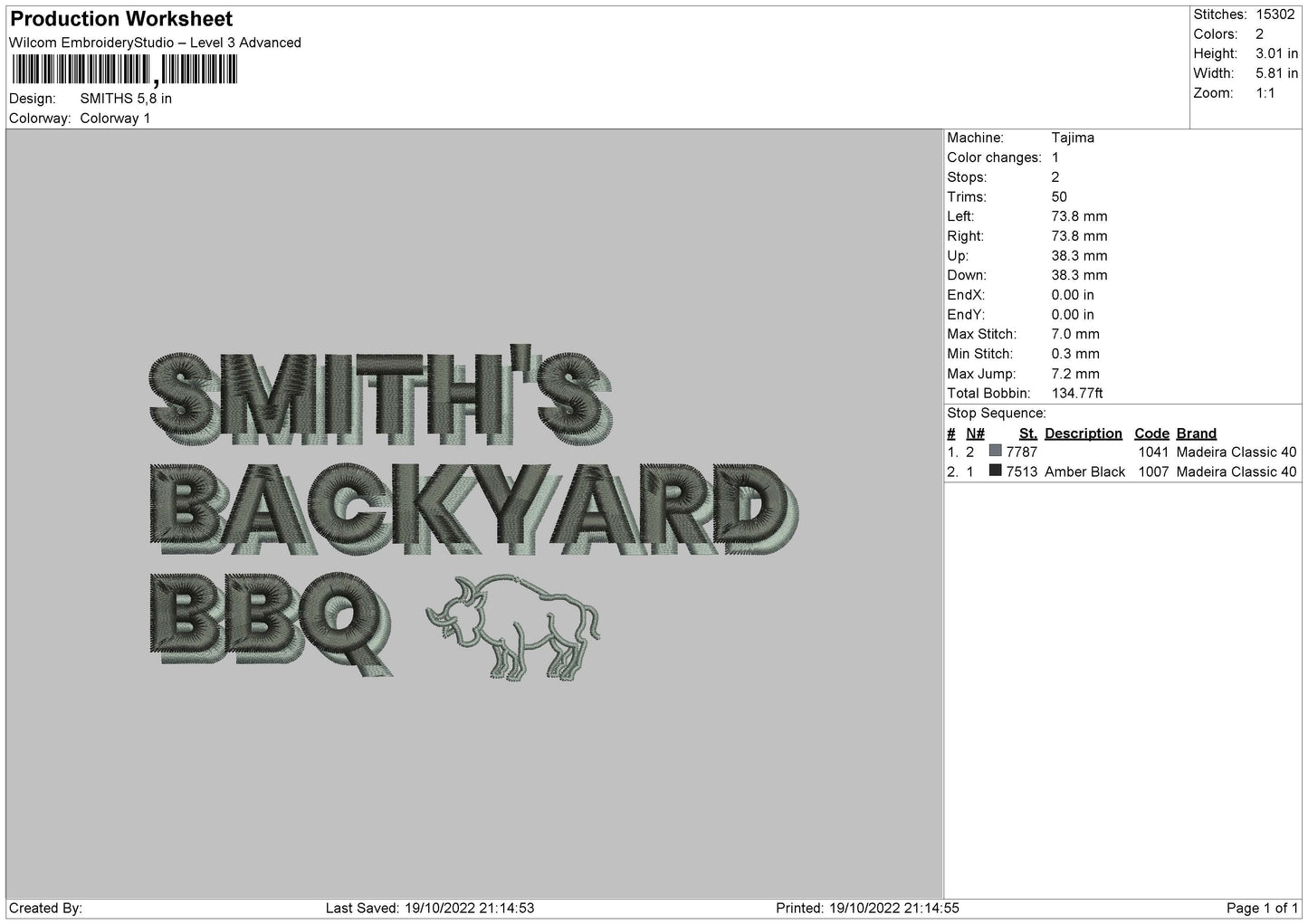Smiths Embroidery File 6 sizes
