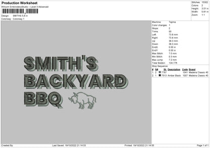 Smiths Embroidery File 6 sizes