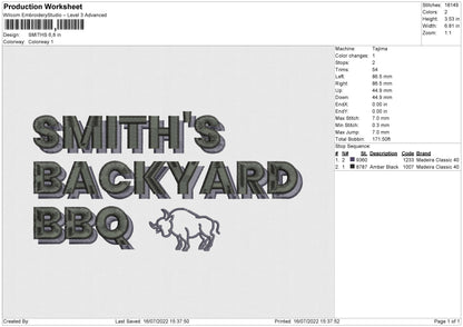 Smiths Embroidery File 4 sizes