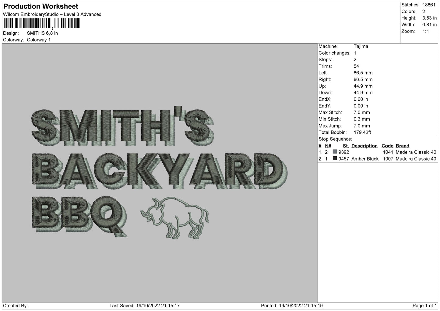 Smiths Embroidery File 6 sizes