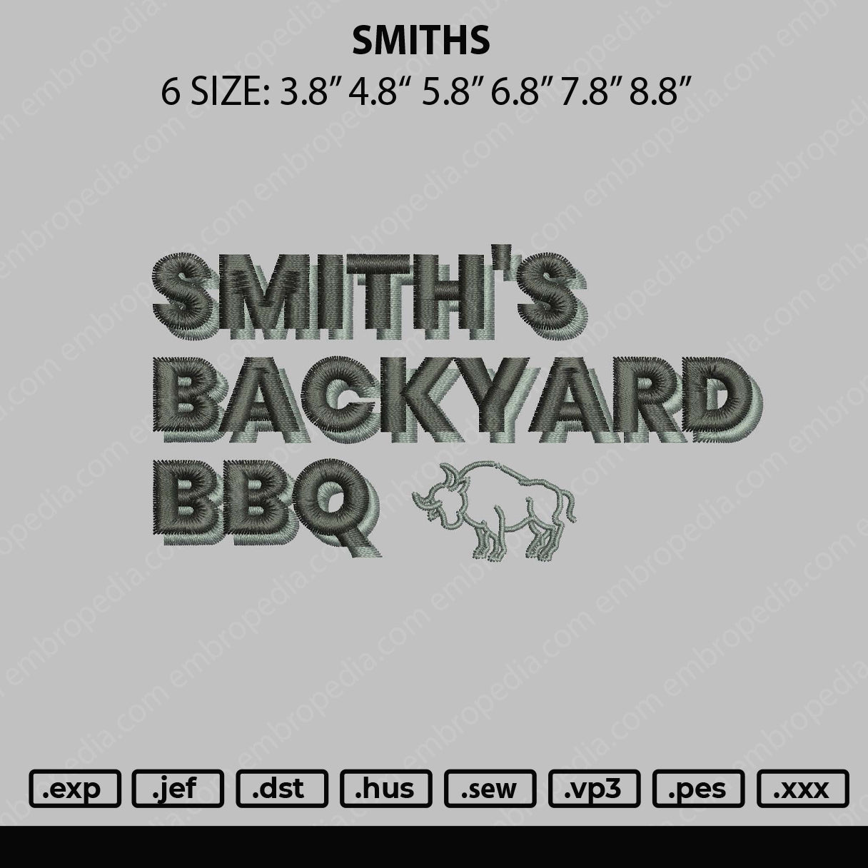 Smiths Embroidery File 6 sizes