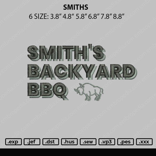 Smiths Embroidery File 6 sizes