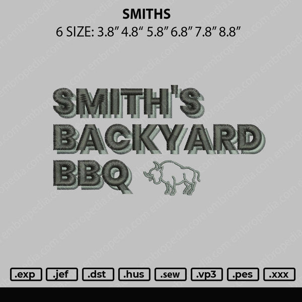 Smiths Embroidery File 6 sizes
