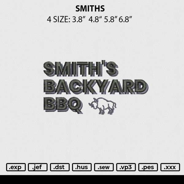 Smiths Embroidery File 4 sizes