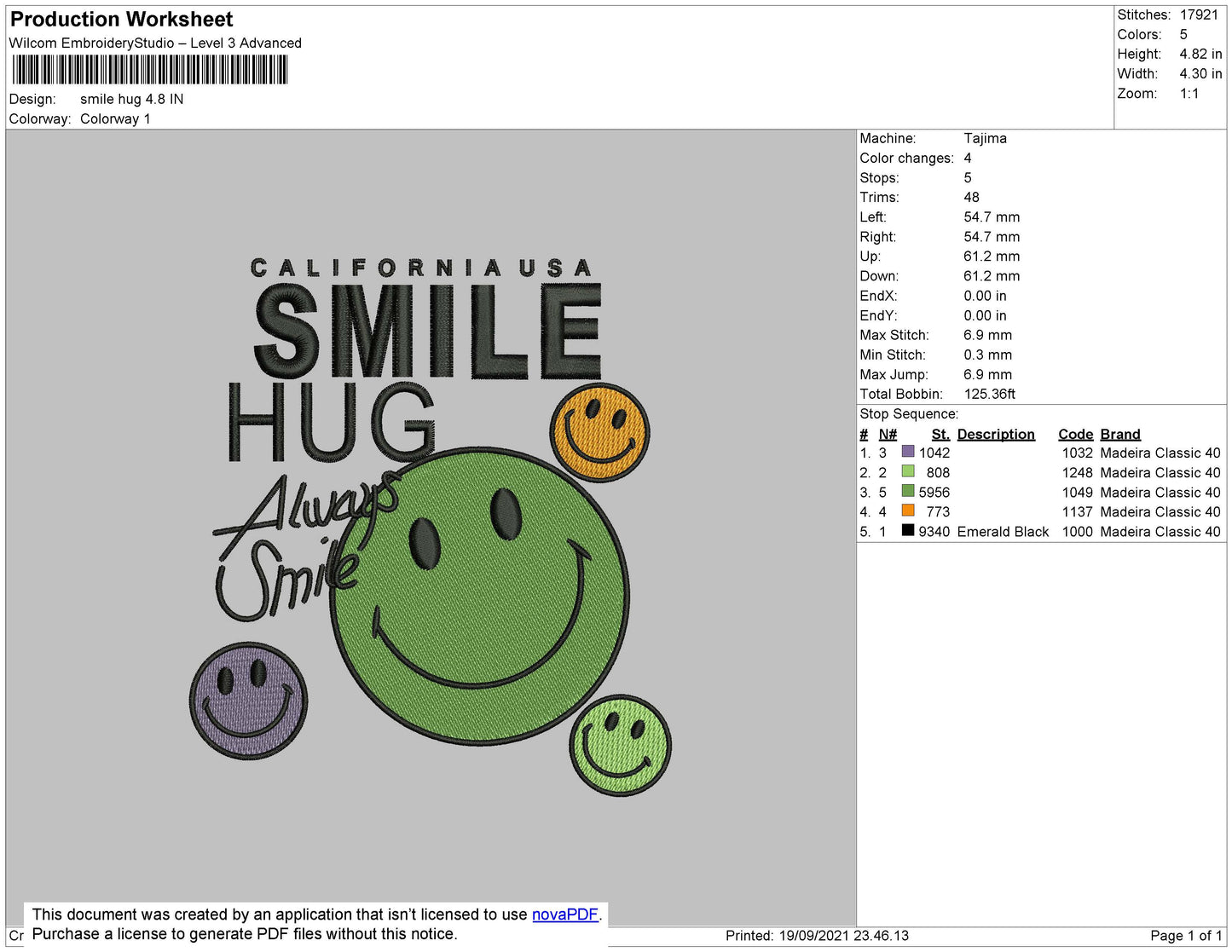 Smile Hug Embroidery File 4 size