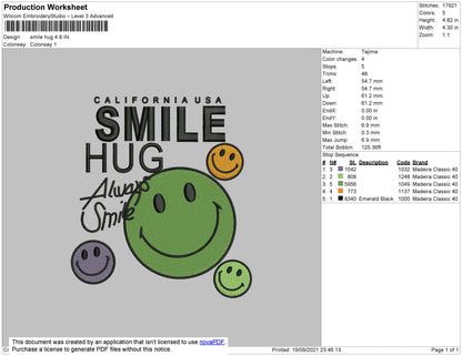 Smile Hug Embroidery File 4 size